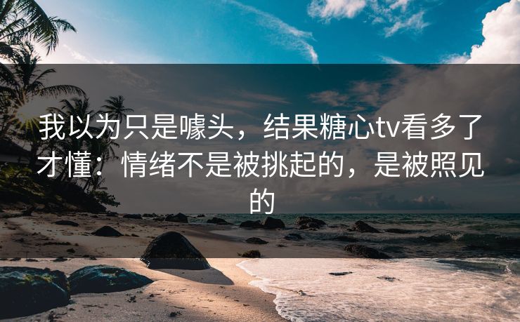 我以为只是噱头，结果糖心tv看多了才懂：情绪不是被挑起的，是被照见的