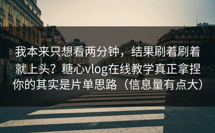 我本来只想看两分钟，结果刷着刷着就上头？糖心vlog在线教学真正拿捏你的其实是片单思路（信息量有点大）