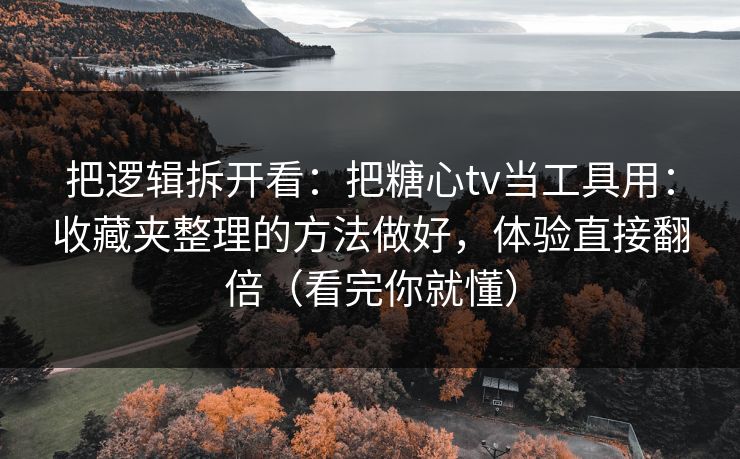 把逻辑拆开看：把糖心tv当工具用：收藏夹整理的方法做好，体验直接翻倍（看完你就懂）