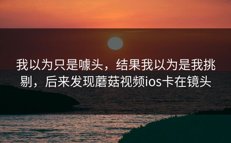 我以为只是噱头，结果我以为是我挑剔，后来发现蘑菇视频ios卡在镜头