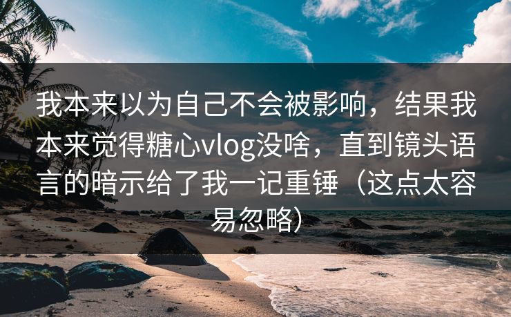 我本来以为自己不会被影响，结果我本来觉得糖心vlog没啥，直到镜头语言的暗示给了我一记重锤（这点太容易忽略）