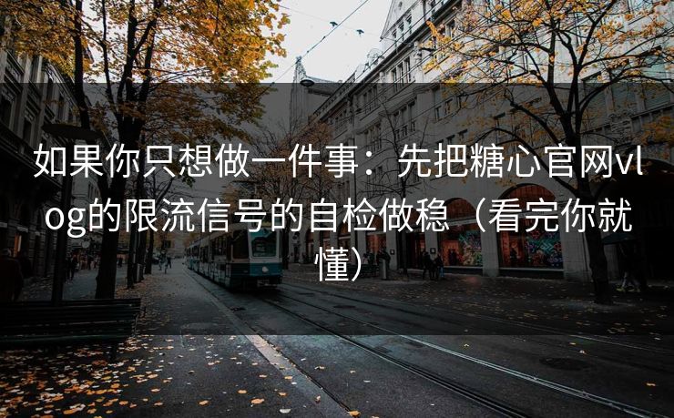 如果你只想做一件事:先把糖心官网vlog的限流信号的自检做稳(看完你就懂) 如果你只想做一件事:先把糖心官网vlog的限流信号的自检做稳(看完你就懂)