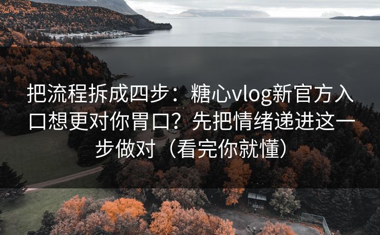 把流程拆成四步：糖心vlog新官方入口想更对你胃口？先把情绪递进这一步做对（看完你就懂）