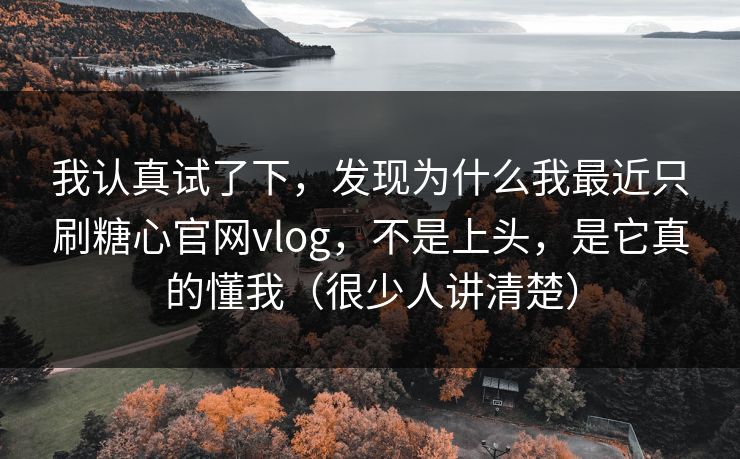 我认真试了下，发现为什么我最近只刷糖心官网vlog，不是上头，是它真的懂我（很少人讲清楚）