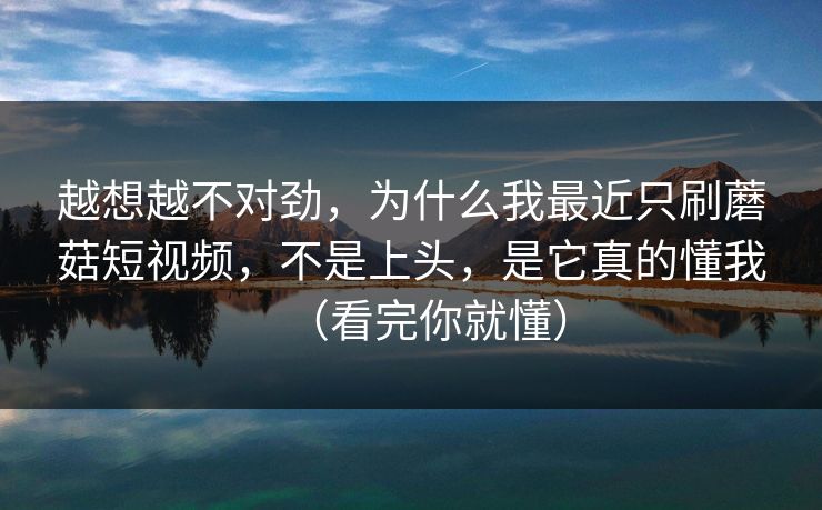 越想越不对劲，为什么我最近只刷蘑菇短视频，不是上头，是它真的懂我（看完你就懂）