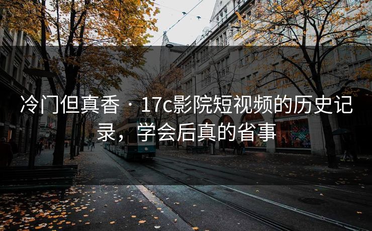 冷门但真香 · 17c影院短视频的历史记录，学会后真的省事